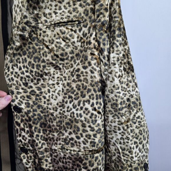 John Varvatos OTD Blazer Medium Animal Velvet Designer Button Front Cheetah New - Picture 15 of 16
